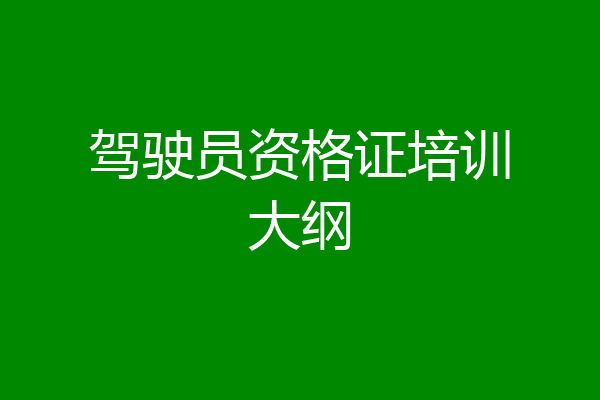驾驶员资格证培训大纲
