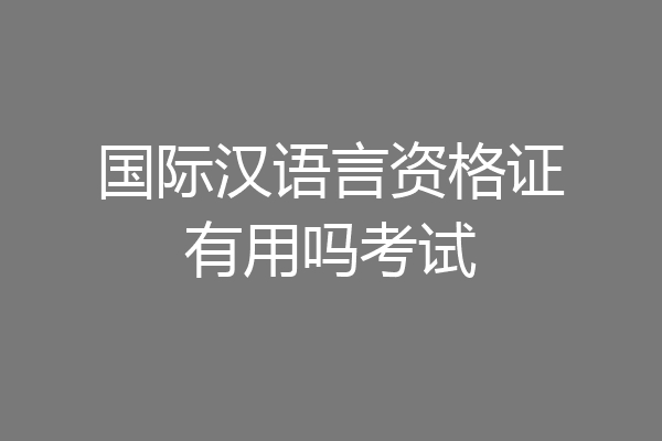 国际汉语言资格证有用吗考试