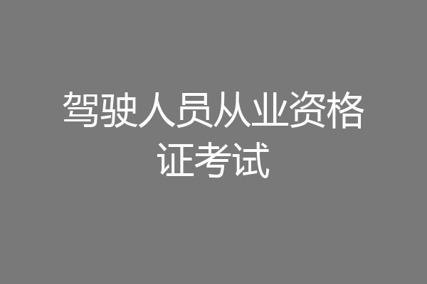 驾驶人员从业资格证考试