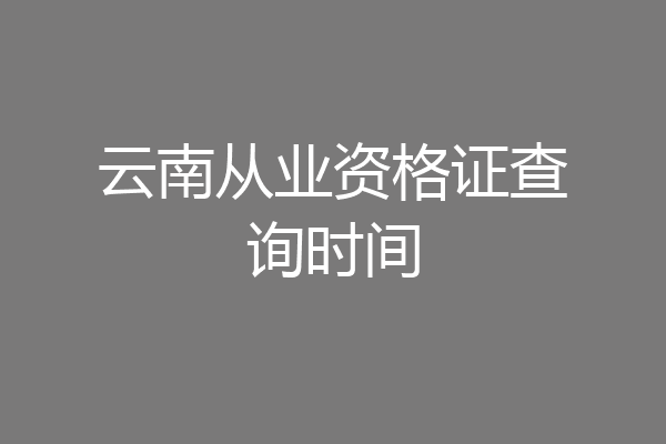 云南从业资格证查询时间