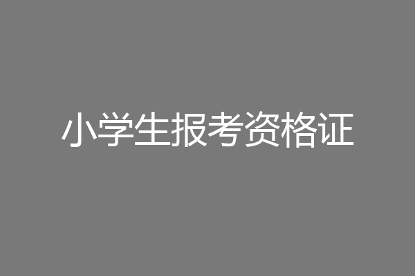 小学生报考资格证