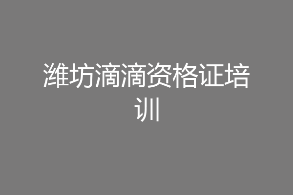 潍坊滴滴资格证培训
