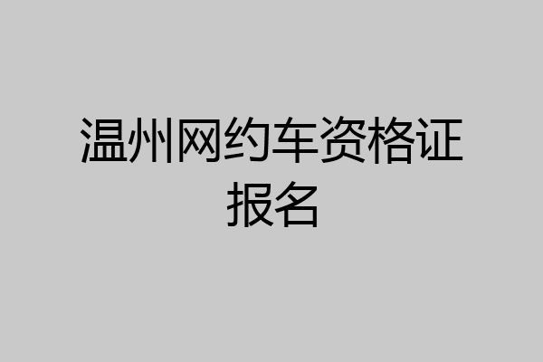 温州网约车资格证报名