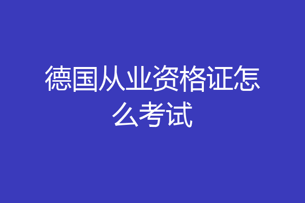 德国从业资格证怎么考试
