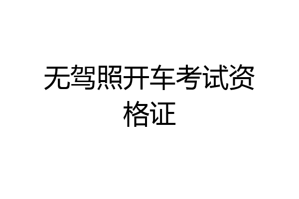 无驾照开车考试资格证
