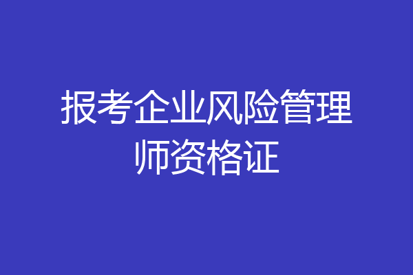 报考企业风险管理师资格证