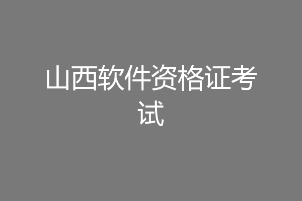 山西软件资格证考试