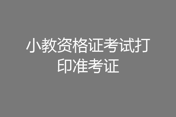 小教资格证考试打印准考证
