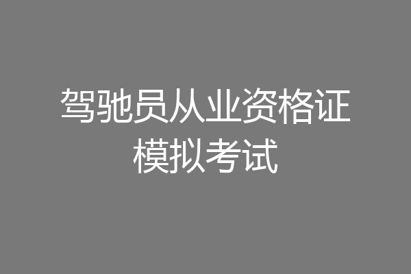 驾驰员从业资格证模拟考试