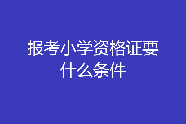 报考小学资格证要什么条件