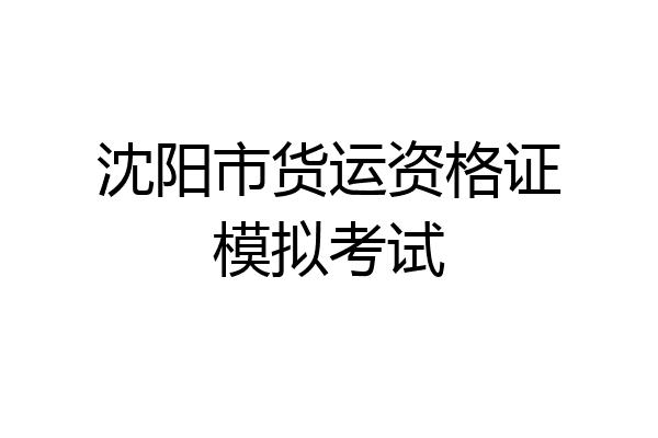 沈阳市货运资格证模拟考试
