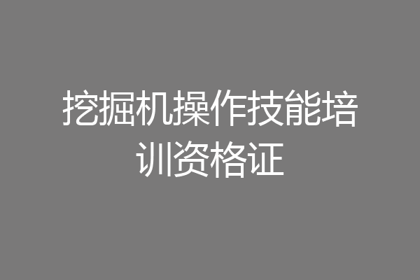 挖掘机操作技能培训资格证