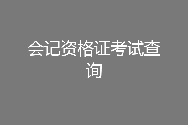 会记资格证考试查询