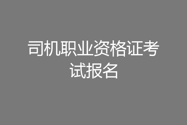 司机职业资格证考试报名