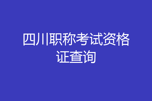 四川职称考试资格证查询