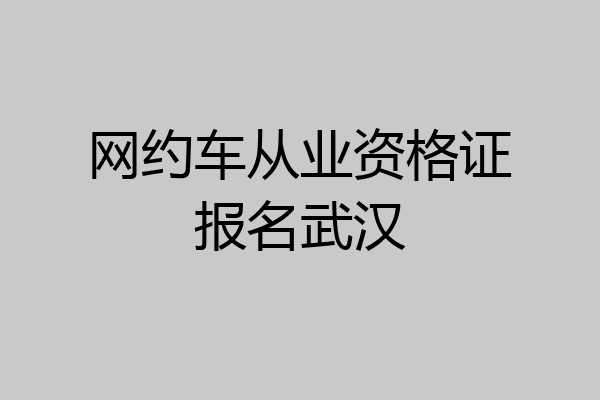 网约车从业资格证报名武汉