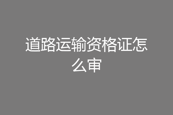 道路运输资格证怎么审