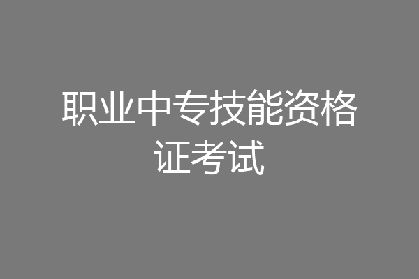 职业中专技能资格证考试