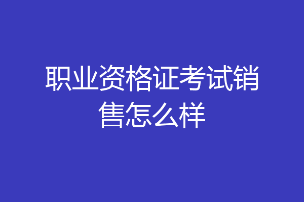 职业资格证考试销售怎么样