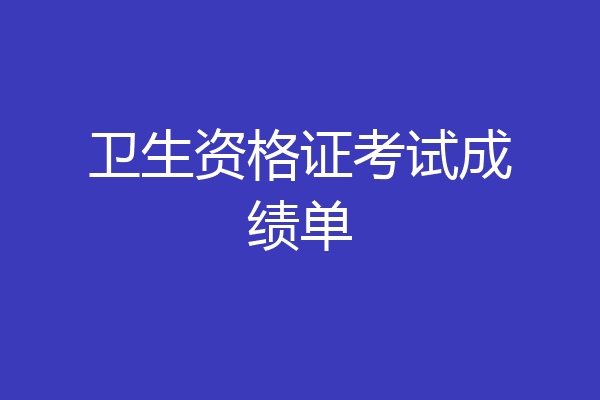 卫生资格证考试成绩单