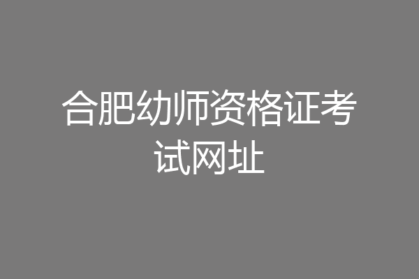 合肥幼师资格证考试网址