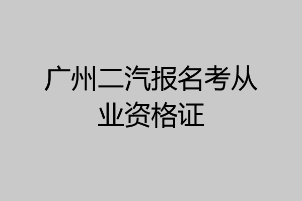 广州二汽报名考从业资格证
