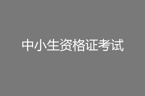 中小生资格证考试