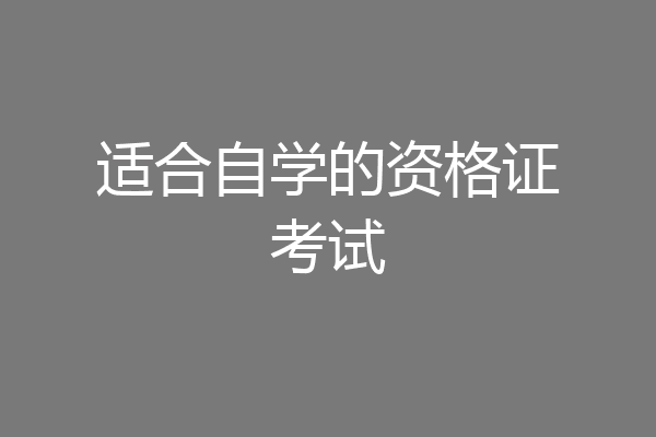 适合自学的资格证考试