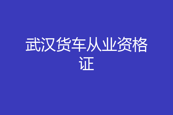 武汉货车从业资格证