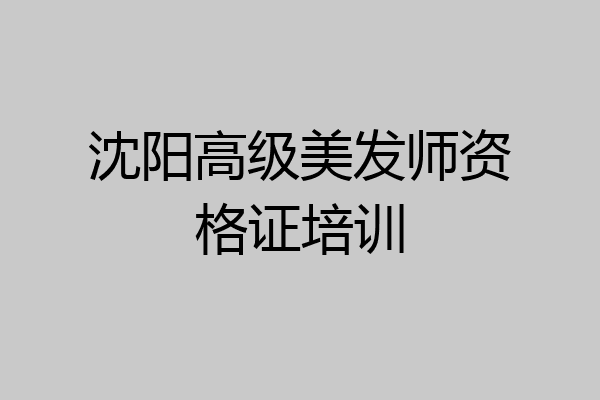 沈阳高级美发师资格证培训