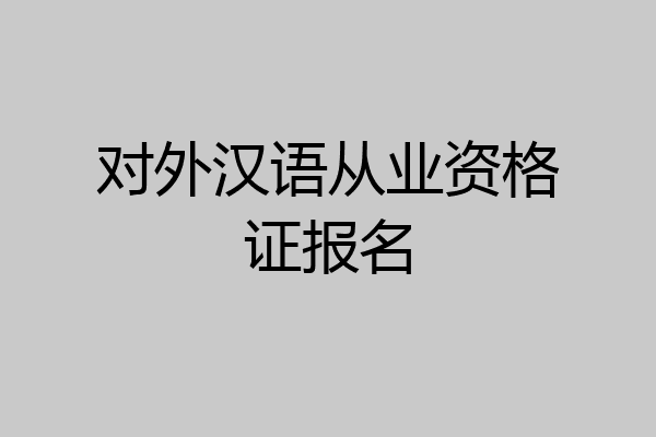 对外汉语从业资格证报名