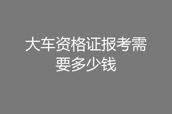 大车资格证报考需要多少钱