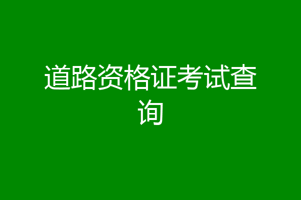 道路资格证考试查询
