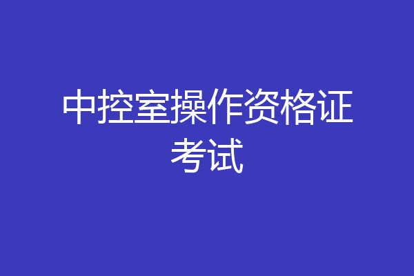 中控室操作资格证考试