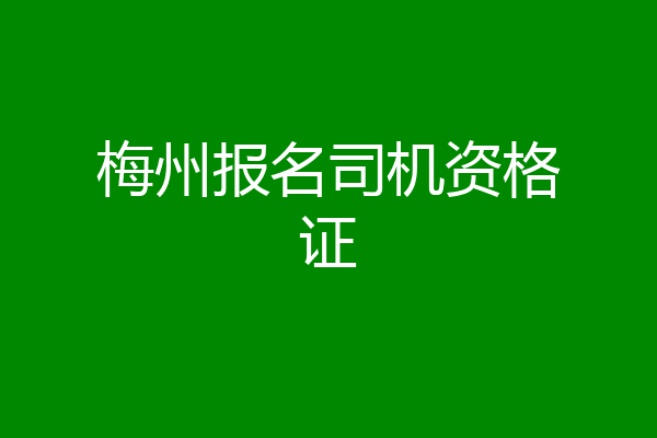 梅州报名司机资格证