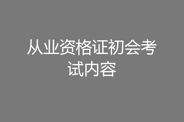 从业资格证初会考试内容