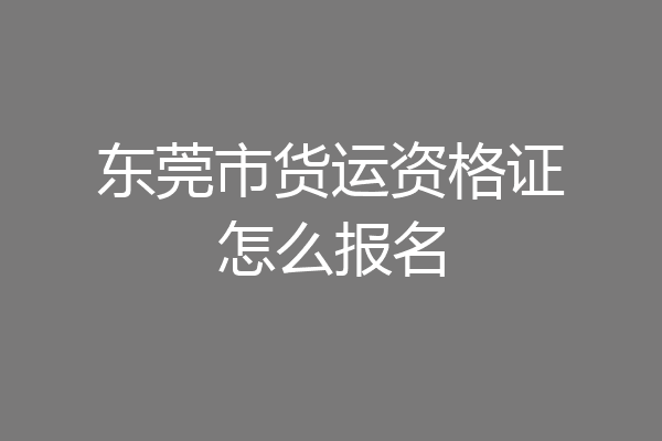 东莞市货运资格证怎么报名