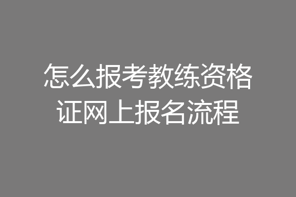 怎么报考教练资格证网上报名流程