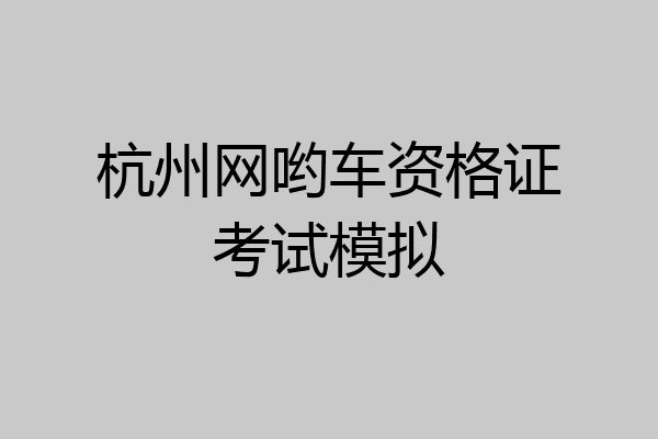 杭州网哟车资格证考试模拟
