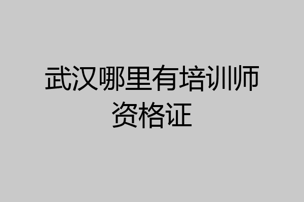 武汉哪里有培训师资格证