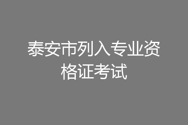泰安市列入专业资格证考试