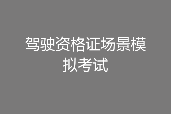 驾驶资格证场景模拟考试