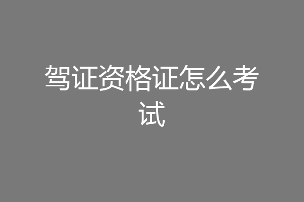 驾证资格证怎么考试