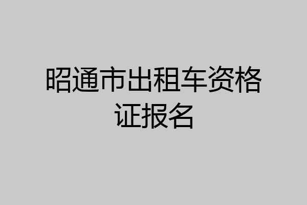 昭通市出租车资格证报名