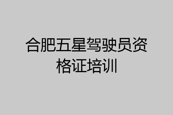 合肥五星驾驶员资格证培训