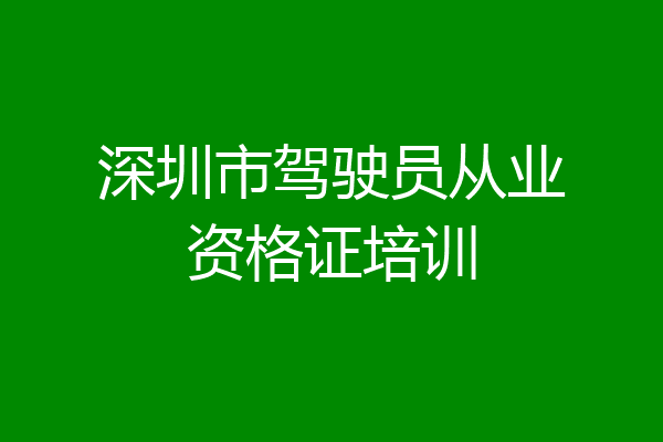 深圳市驾驶员从业资格证培训