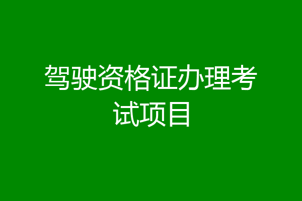 驾驶资格证办理考试项目