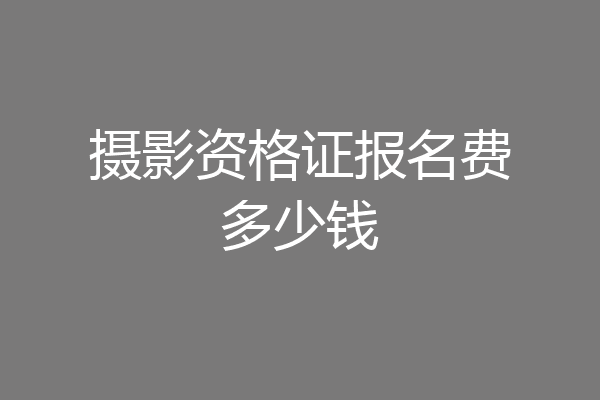 摄影资格证报名费多少钱