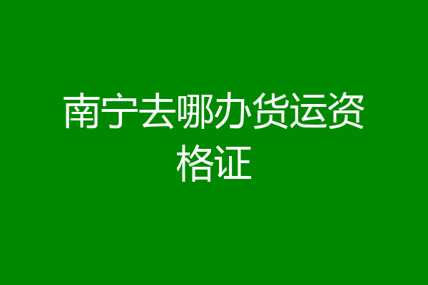 南宁去哪办货运资格证