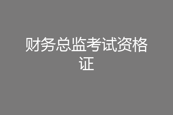 财务总监考试资格证